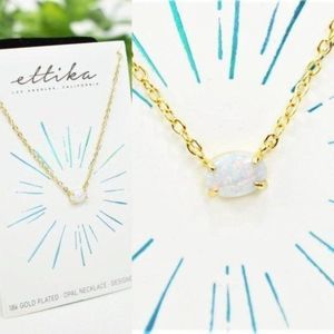 NWT Ettika Kyocera Opal 18K Gold genuine necklace